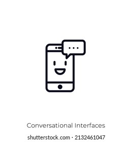Konversationsschnittstellen-Symbol. Konkretes Stildesign einzeln auf weißem Hintergrund