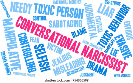 Conversational Narcissist Word Cloud On A White Background. 