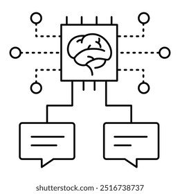 Design de ícones da rede neural conversacional. Representando a Rede Neural. Conversa de IA. Aprendizado de Máquina. Comunicação. Ícone de vetor.