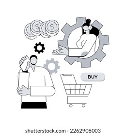 Conversational sales abstract concept vector illustration. Conversational marketing, real-time chatbot sale, dialogue-driven online tool, engage customer, make purchase decision abstract metaphor.