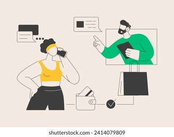 Conversational sales abstract concept vector illustration. Conversational marketing, real-time chatbot sale, dialogue-driven online tool, engage customer, make purchase decision abstract metaphor.