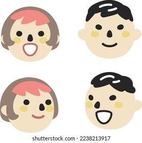 Conversing man and woman set illustration material
