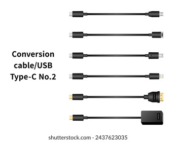 Conversion cableUSB Type-C No.2 illustration set.