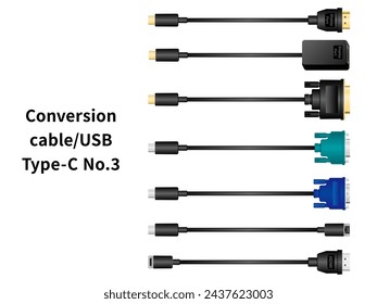Conversion cableUSB Type-C No.3 illustration set.