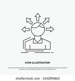 conversion difference, diversity, options, structure, user transition Icon. Line vector gray symbol for UI and UX, website or mobile application