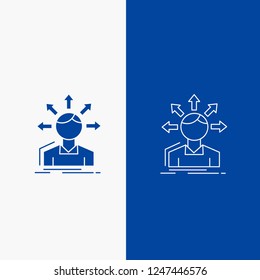 conversion difference, diversity, options, structure, user transition Line and Glyph web Button in Blue color Vertical Banner for UI and UX, website or mobile application