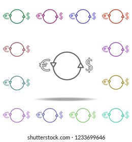 conversion of the dollar into euros line icon. Elements of Bank in multi color style icons. Simple icon for websites, web design, mobile app, info graphics