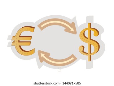 conversion of Euro and dollar,exchange. vector image