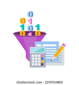 Conversion funnel. Digital inbound marketing tool to attract a client to the site. SEO optimization and consumer journey. Advertising on the Internet and social networks. Icon on white background.