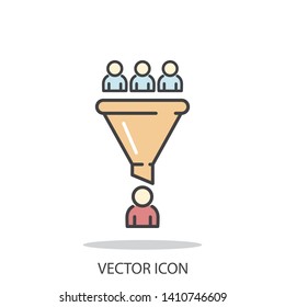 Conversion funnel with people icon vector