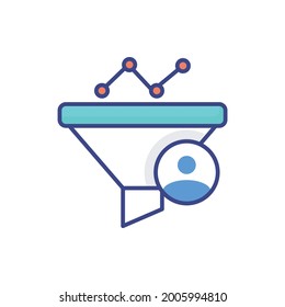 Conversion Funnel vector flat outline fill icon style illustration. EPS 10 file 