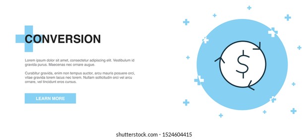 Conversion icon, banner outline template concept. Conversion line illustration