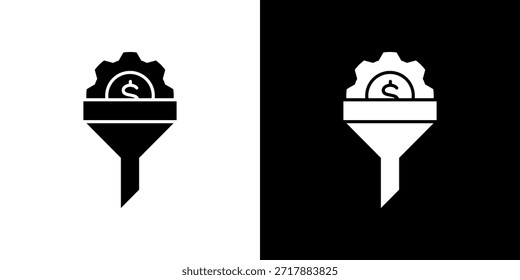 Icono de conversión relleno en blanco y negro.