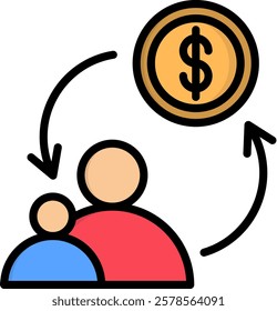 Conversion Icon Lineal Color Vector Illustration