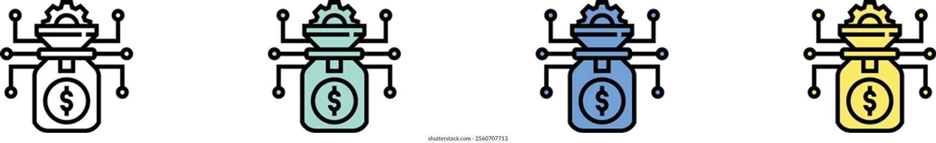conversion icon. Outline, Green, Blue and Yellow Style Design Isolated On White Background