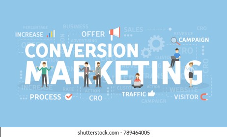 Conversion marketing concept. Increasing the process of visitors traffic.