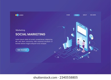 Conversion Marketing Isometric Concept Landing Page