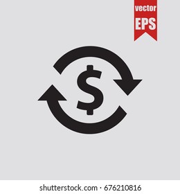 Conversion money icon isolated on grey background.Vector illustration.