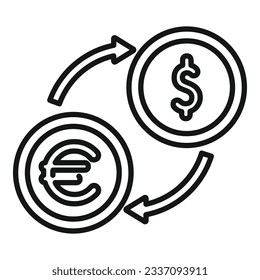 Conversion of money icon outline vector. Bank finance. Coin deposit