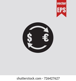 Conversion money icon in trendy isolated on grey background.Vector illustration.