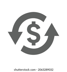 Umrechnung, Geldumsatz Symbol. Graue Vektorgrafiken.