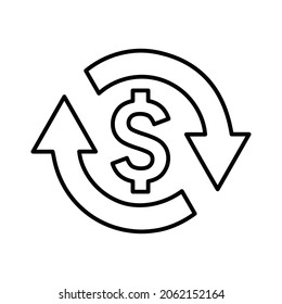 Conversión, icono de línea de recambio de dinero. vector de contorno.