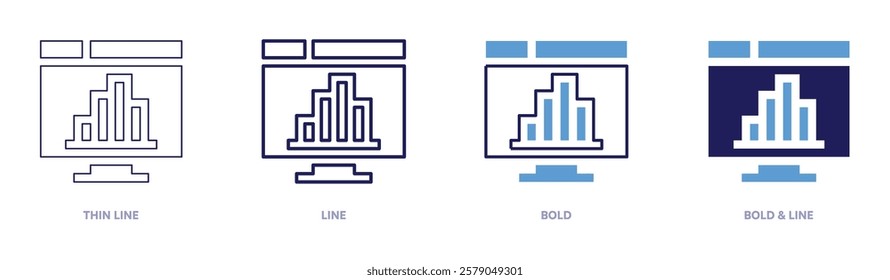 Conversion optimization icon in 4 different styles. Thin Line, Line, Bold, and Bold Line. Duotone style. Editable stroke.