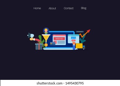 Conversion optimization, Conversion rate - flat design vector banner isolated on dark background