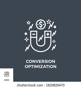 Conversion Optimization Related Vector Thin Line Icon. Isolated on Black Background. Vector Illustration.