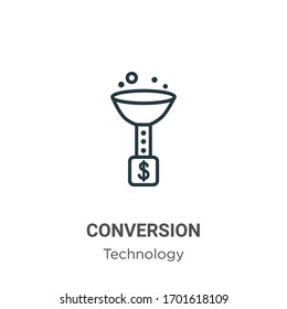 Conversion outline vector icon. Thin line black conversion icon, flat vector simple element illustration from editable technology concept isolated stroke on white background