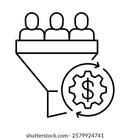 Conversion Rate – Funnel with Dollar Sign Representing Conversion to Sales