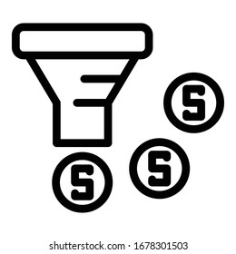 Conversion rate funnel icon. Outline conversion rate funnel vector icon for web design isolated on white background