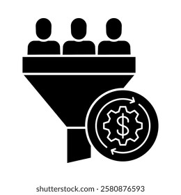 Conversion Rate – Funnel with Money Icon Representing the Process of Turning Visitors into Paying Customers