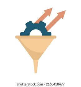 Conversion rate gear funnel icon. Flat illustration of conversion rate gear funnel vector icon isolated on white background