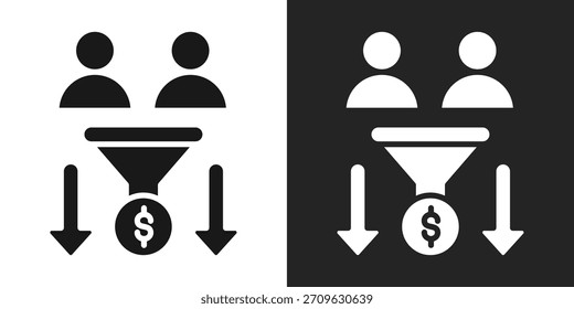 Conversion Rate Icon In Black And White Glyph Style