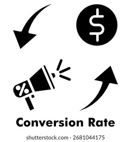 Estilo De Glifo Do Ícone De Taxa De Conversão. Ilustração De Vetor Para Design Gráfico