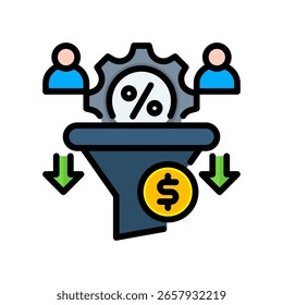 Conversion Rate Icon Lineal Color Vector Illustration