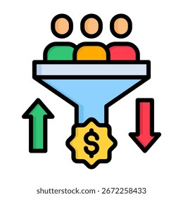 Icono de tasa de conversión Ilustración vectorial de estilo de color lineal