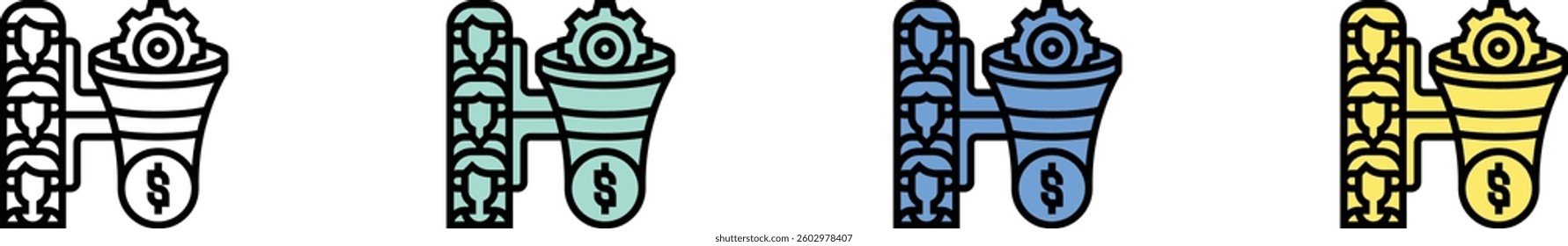 conversion rate icon. Outline, Green, Blue and Yellow Style Design Isolated On White Background