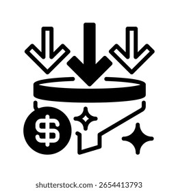 Ícone Linha da Taxa de Conversão, Símbolo de Estrutura de Tópicos para Aquisição de Cliente, Transformação de Cliente Potencial, Otimização de Vendas, Desempenho de Site e Eficácia de Marketing. Ícone de sinal vetorial.