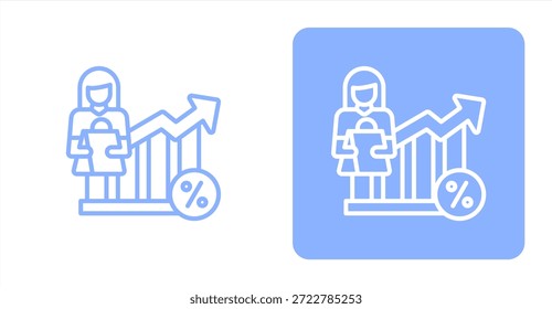 Línea de tasa de conversiónIlustración de color de dos tonos e icono de fondo contrastante