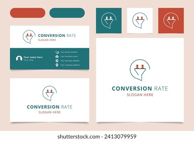 Conversion Rate logo brand business card. Branding book affilate marketing collection. Thin Conversion Rate logo