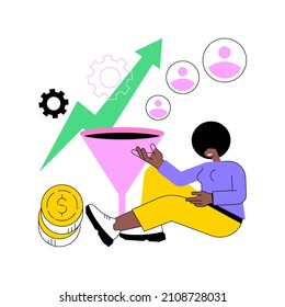 Conversion rate optimization abstract concept vector illustration. Digital marketing system, lead attraction marketing, increasing website guests, convert visitors into customers abstract metaphor.