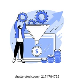 Conversion rate optimization abstract concept vector illustration. Digital marketing system, lead attraction marketing, increasing website guests, convert visitors into customers abstract metaphor.