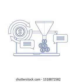 Conversion rate optimization business info graphics. Concept of line icon