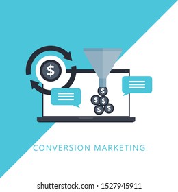 Conversion rate optimization business info graphics. flat icon