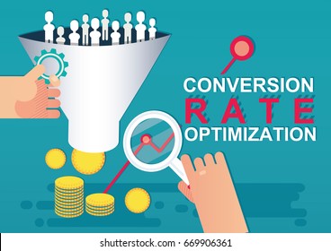 Optimización de la tasa de conversión, concepto CRO.Generación de plomo. Ilustración del vector