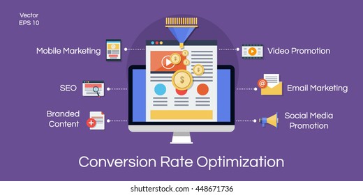 Conversion Rate Optimization Flat Illustration