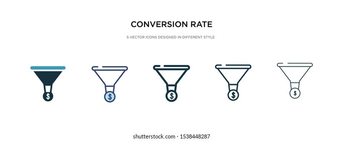 conversion rate optimization icon in different style vector illustration. two colored and black conversion rate optimization vector icons designed in filled, outline, line and stroke style can be