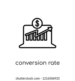 conversion rate optimization icon. Trendy modern flat linear vector conversion rate optimization icon on white background from thin line Technology collection, outline vector illustration